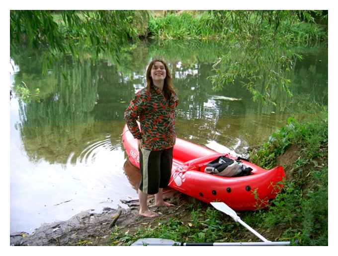 A quick stop on the river to top up the boats air